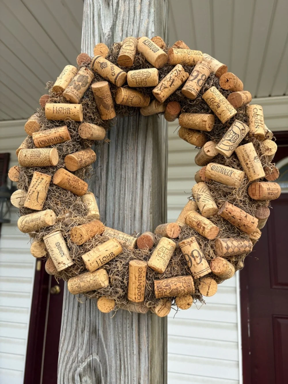Handmade Rustic Cork Wreath - Natural Brown Decor